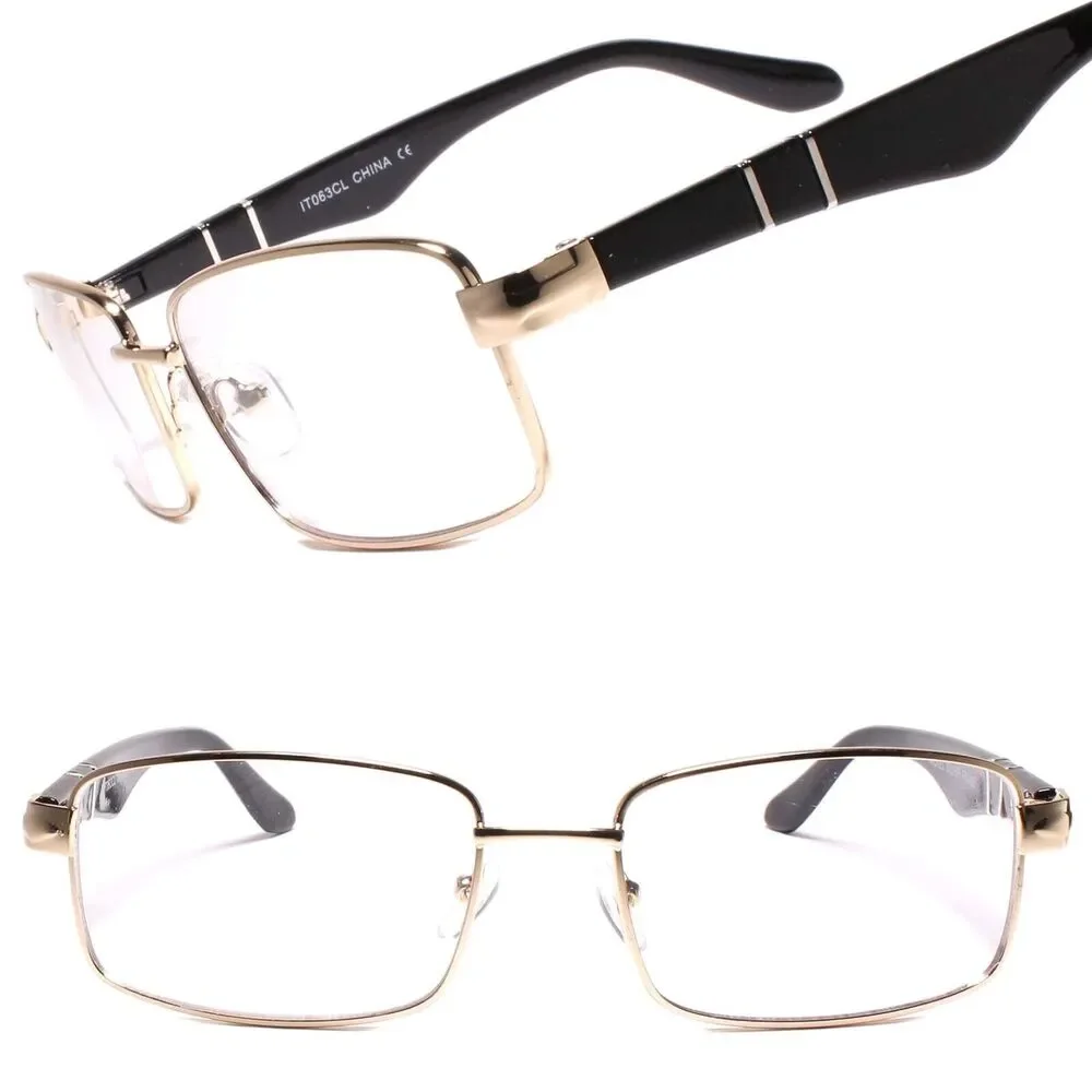 New Sleek Contemporary Style Clear Lens Optical Eye Glasses Fashion Gold Frames